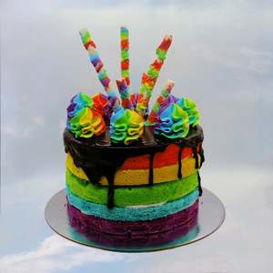 Customized Cakes 1: Rainbow Fireworks Naked Cake 彩虹烟花蛋糕