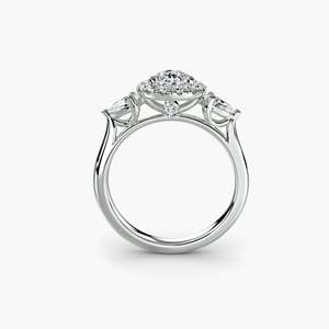 Nivoda Settings: Three-Stone Ring with Halo