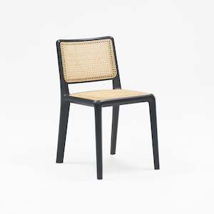 Dining: Boardwalk Chair Black Oak with Rattan Seat & Back