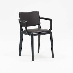 Dining: Boardwalk Armchair Black Oak with Upholstered Seat & Back