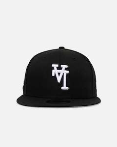 Headwear 950 High Crown: New Era Los Angeles Dodgers 'Upside Down LA Logo' 9FIFTY Snapback Black/White