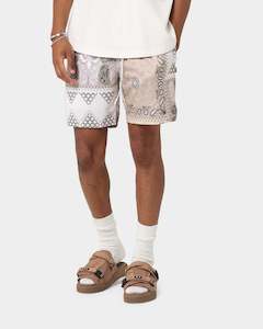 Mens Carre Bottoms Basketball Shorts: Carré Bandana Ultra Mesh Shorts Stone