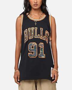 Gifts For Her: Mitchell & Ness Chicago Bulls Dennis Rodman 'Wilderness' 98 Swing Jersey Black