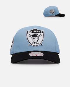 Mens Sale Headwear: Mitchell & Ness Las Vegas Raiders 'Vapor Blue' 1998 Champion Pro Crown Snapback Blue