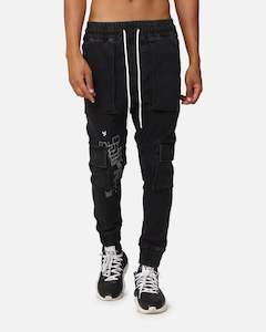Mens The Anti Order Bottoms Jogger: The Anti Order Blueprint Denim Joggers Vintage Black