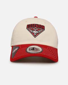 Mens Sale Headwear: New Era Essendon Bombers 'AFL 2025 2 Tone' Casual Classic Strapback Chrome White