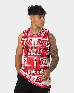 Mitchell & Ness Dennis Rodman Chicago Bulls 1997 Team Wrap Logo Jersey Red