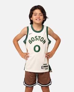 Nike Kids' Boston Celtics Jayson Tatum City Edition Swingman Jersey Sail