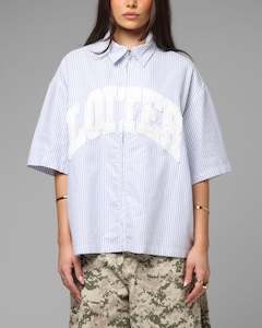 All Sale Tops: Loiter Studio Zip Shirt Blue Stripe