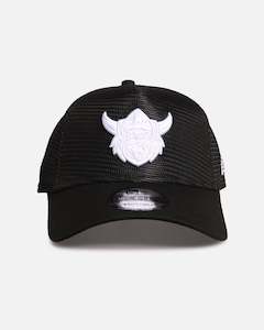 Mens Sale Headwear: New Era Canberra Raiders 'NRL Mesh Crown' 9FORTY A-Frame Trucker Snapback Black