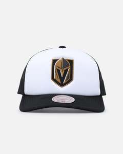 Mens Sale Headwear: Mitchell & Ness Vegas Golden Knights Logo Foam Trucker Snapback Black/White