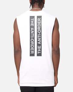 The Anti Order A Logo Merch Oversized Muscle T-Shirt White/Black