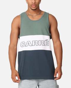 Mens Tops Muscle Tees: Carre Boost Panel Singlet Forest Green