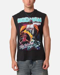 Mens Tops Muscle Tees: Mitchell & Ness Chicago Bulls Dennis Rodman Vice Muscle T-Shirt Faded Black