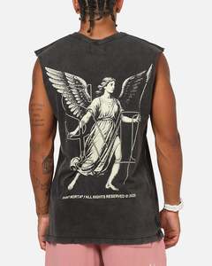 Mens Tops Muscle Tees: Saint Morta Archangel Oversized Muscle T-Shirt Vintage Black