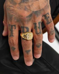Mens Accessories Ring: NXS Alphabet Championship Ring Gold