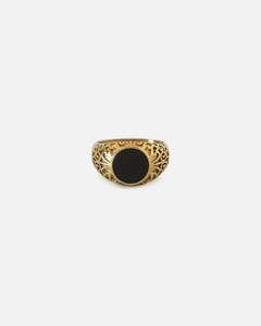 Mens Accessories Ring: Saint Morta Onyx Round Ring Gold