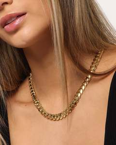 House Of Auric Chains: House Of Auric Cuban Link 10mm 18" Chain 18K Gold Vermeil