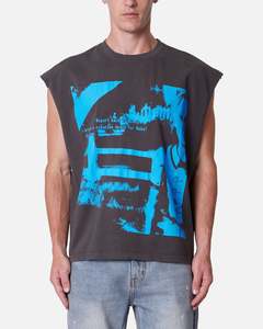 MNML Distressed Sleeveless Tank Washed Black