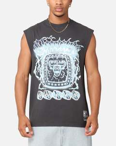 Mens Tops Muscle Tees: Mitchell & Ness Chicago Bulls Electric Muscle T-Shirt Faded Black
