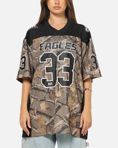 All Camo: Majestic Athletic Philadelphia Eagles Mesh Oversized T-Shirt Khaki Forest Camo
