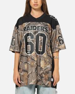 Majestic Athletic Las Vegas Raiders Mesh Oversized T-Shirt Khaki Forest Camo
