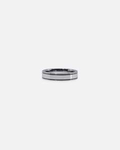 Mens Accessories Ring: Saint Morta 5mm Black Etched Ring White Gold