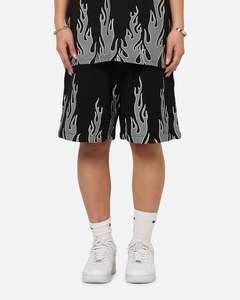 Playboy Gothic Flames Shorts Black