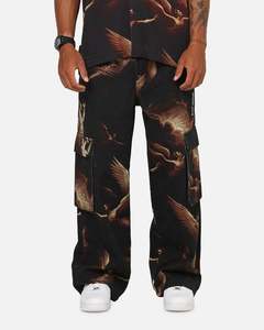 Mens Saint Morta Bottoms Trackpant: Saint Morta Rapture Cargo Pants Black/Orange