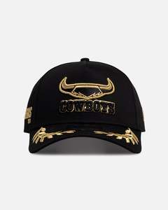 All Black And Gold: New Era North Queensland Cowboys 'NRL Vegas Round 2026' 9FORTY A-Frame Snapback Black/Gold