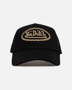 All Black And Gold: Von Dutch Chain Trucker Snapback Black/Gold