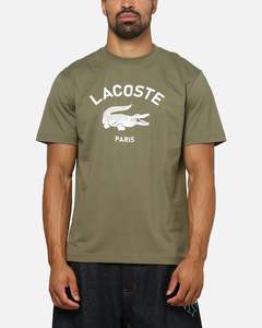 Mens Lacoste: Lacoste Soft Branding Croc Logo T-Shirt Olive