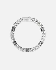 Guess Mainline 4G Curb Chain Pave Bracelet Silver