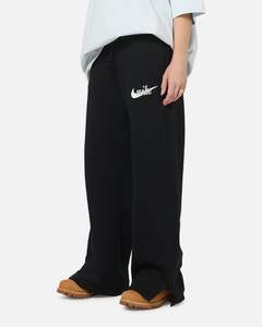 Nike Women's Sportswear Phoenix Fleece High-Waisted Wide-Leg Logo Pants Bla&hellip;