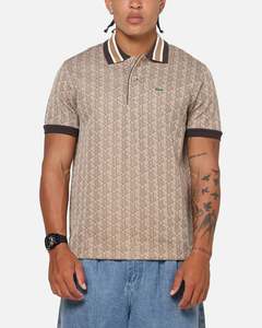 Mens Lacoste: Lacoste Monogram Classic Fit Polo T-Shirt Crossiant/Cookie