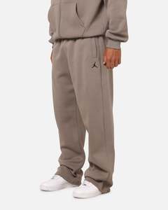 Jordan Bottoms Trackpant: Jordan Jumpman Brooklyn Fleece Oversized Open-Hem Pants Olive Grey/Black