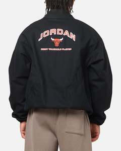 Jordan Tops Jacket: Jordan Jumpman Flight Graphic Workwear Jacket Black/White