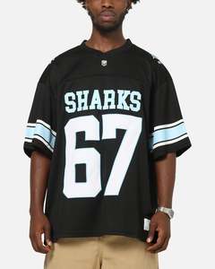 Gifts Under 50: Bleacher Athletic Cronulla-Sutherland Sharks NRL Gridiron Mesh Jersey Official Team Color