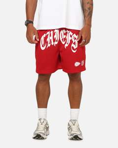 Mens Back Catalogue Bottoms: Mitchell & Ness Kansas City Chiefs Arch Script Shorts Red