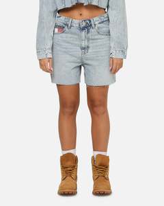Womens Sale Bottoms: Tommy Jeans Women's Mom Fit Denim Shorts Mid Denim