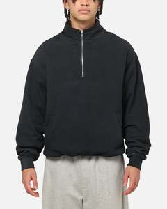 Mens New Arrivals: American Thrift Leisure Quarter Zip Mock Neck Sweater Washed Black