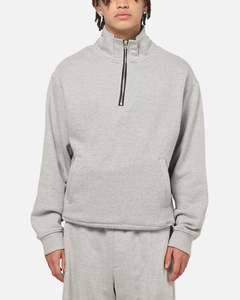 American Thrift Leisure Quarter Zip Mock Neck Sweater Grey Marle