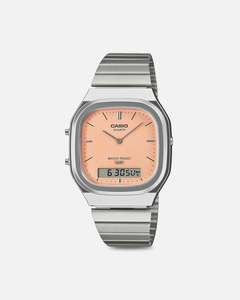Mens New Arrivals: Casio AQ240E-4A Watch Silver/Orange