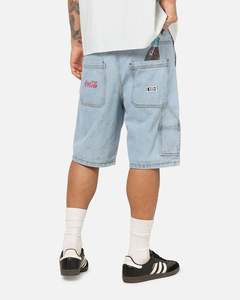 Mens Bottoms Denim Shorts: Carre Carré X Coca Cola Utility 86 Jorts Blue