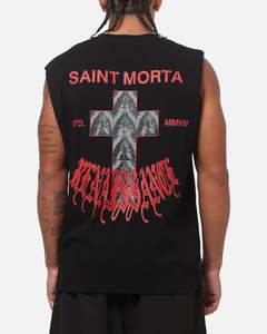 Mens Tops Muscle Tees: Saint Morta Exodus Oversized Muscle T-Shirt Black