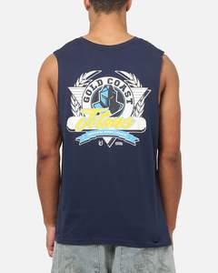 Mens Tops Muscle Tees: Bleacher Athletic Gold Coast Titans NRL Adult Muscle T-Shirt Navy