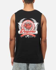 Mens Tops Muscle Tees: Bleacher Athletic St. George Illawarra Dragons NRL Adult Muscle T-Shirt Black