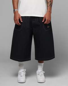 Mens Bottoms Denim Shorts: Loiter Shibuya Pleated Jorts Indigo