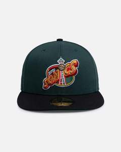Headwear 950 High Crown: New Era Seattle SuperSonics 'Two Tone' 59FIFTY Fitted Dark Green