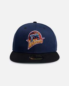 Headwear 950 High Crown: New Era Golden State Warriors 'Two Tone' 59FIFTY Fitted Dark Blue